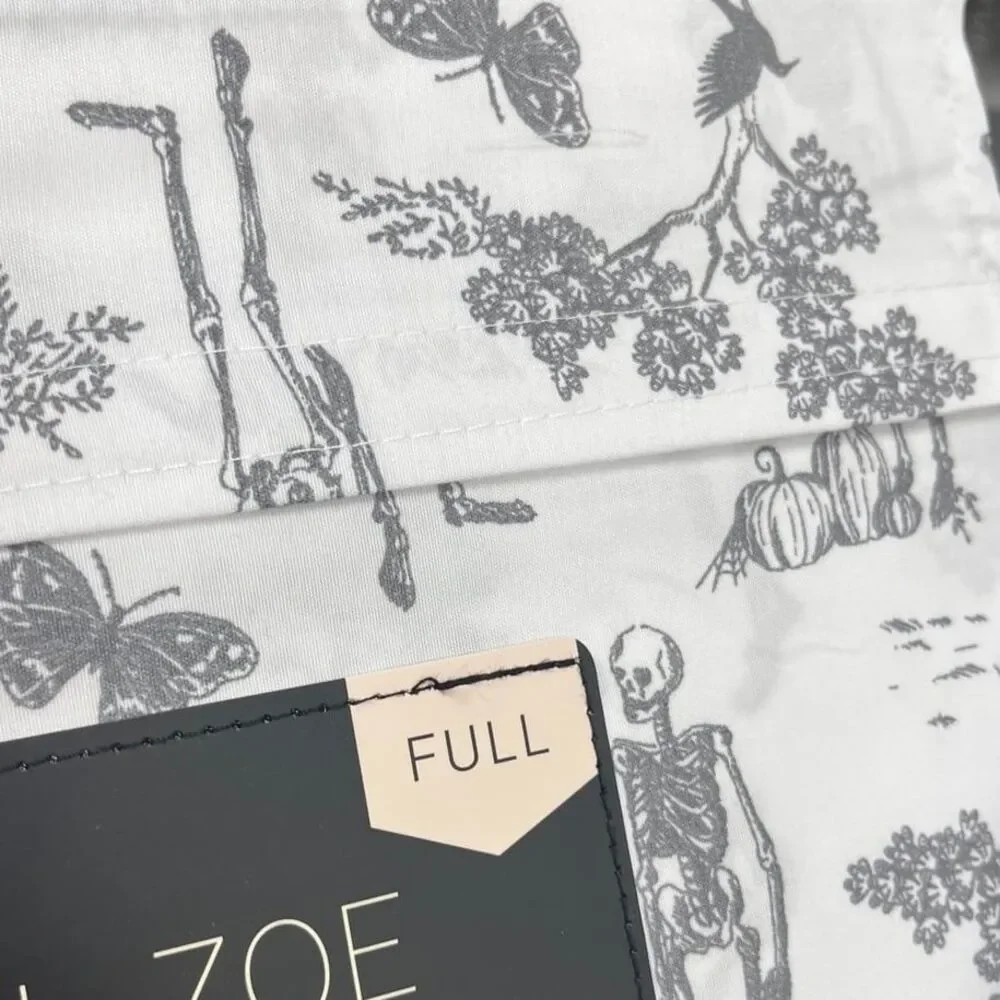 Rachel Zoe Halloween Skeleton Butterfly Pumpkin Sheet Set (Full)